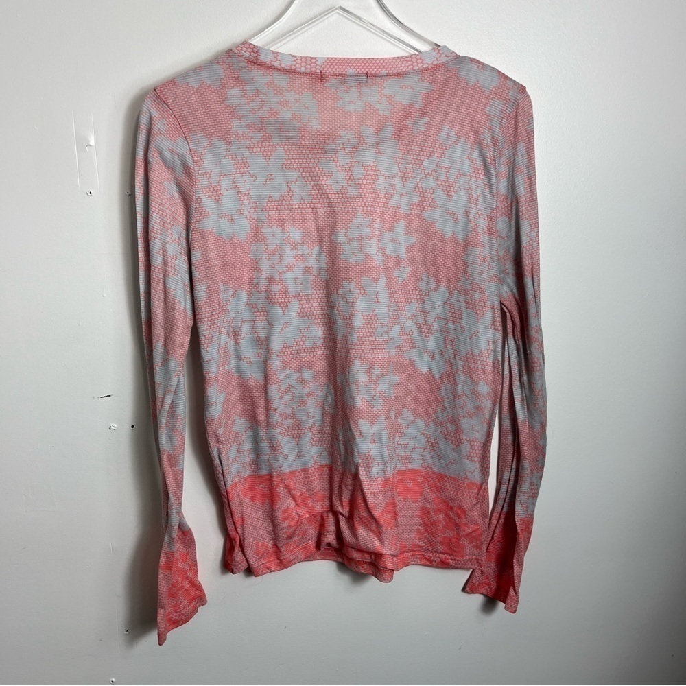 Prana Top grey coral floral Francie top shirt size Large 1711 - Picture 4 of 4